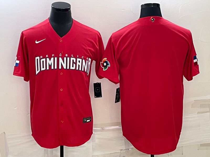 Men 2023 World Cub Dominican Blank Red Nike MLB Jersey2->more jerseys->MLB Jersey
